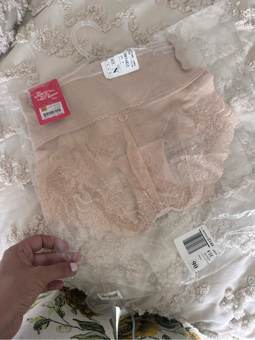 SPANX High-Waist Lace-Trim Briefs — Nude Pink - Picture 6 of 6